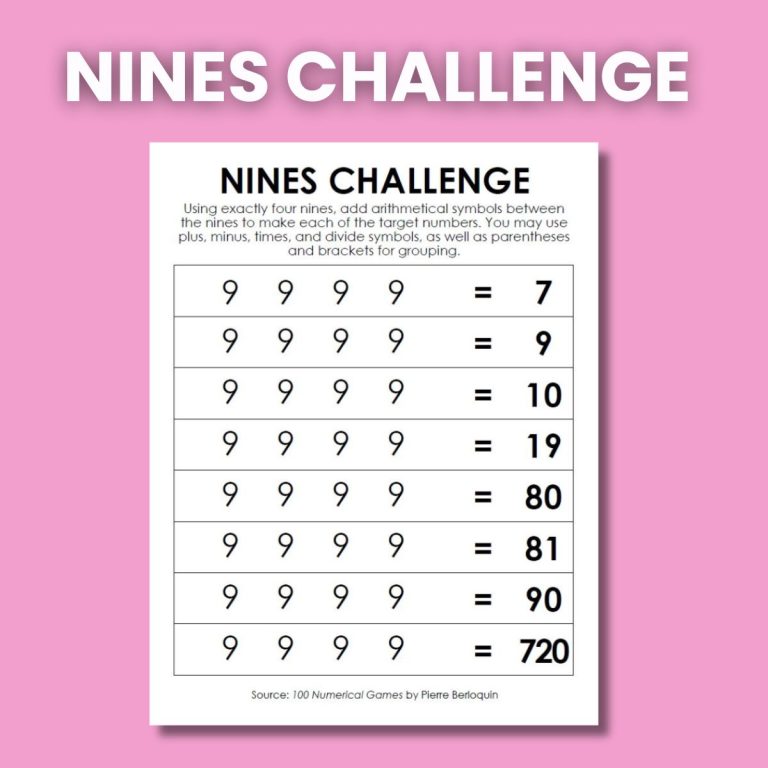 Nines Challenge Puzzle.
