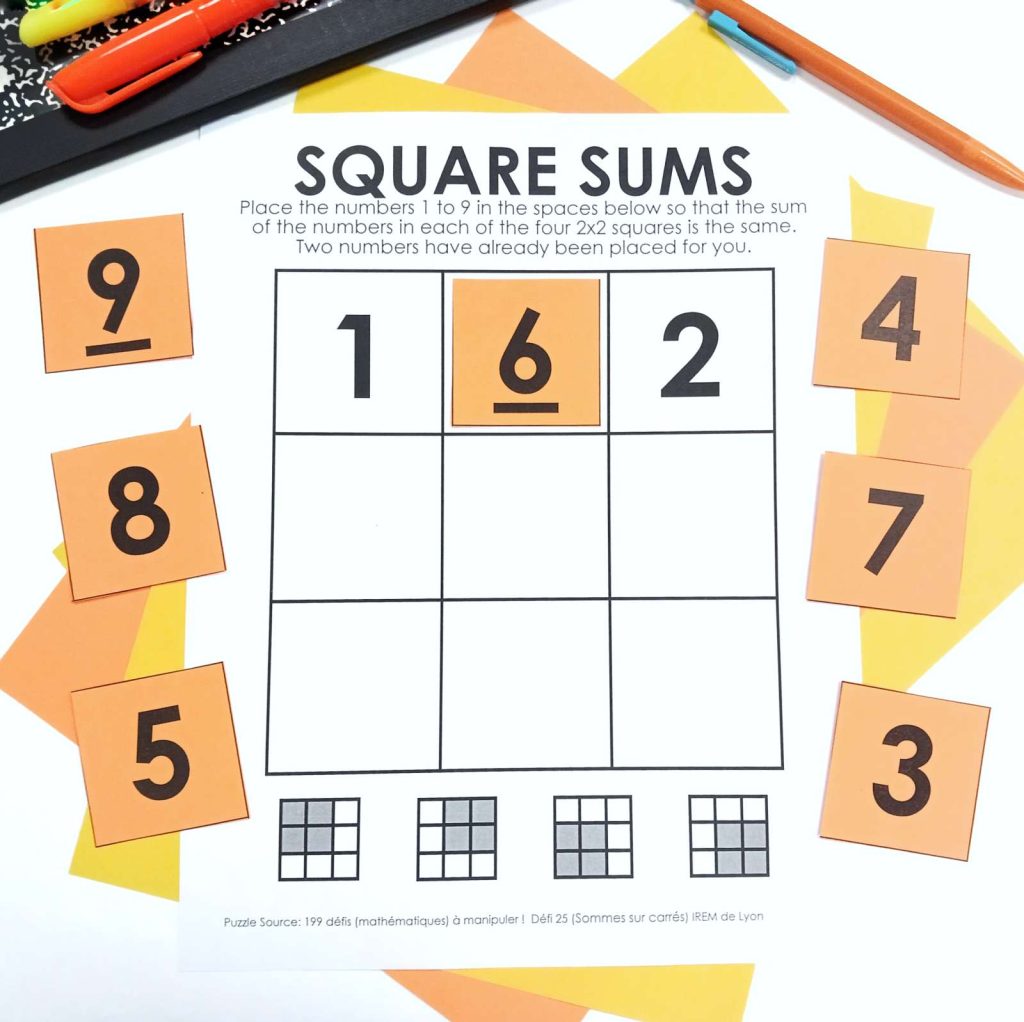 Square Sums Puzzle. 