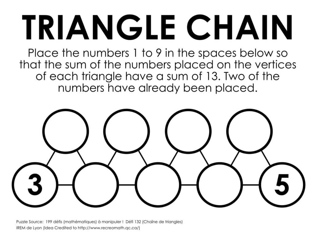 Triangle Chain Puzzle Blank Game Board. 