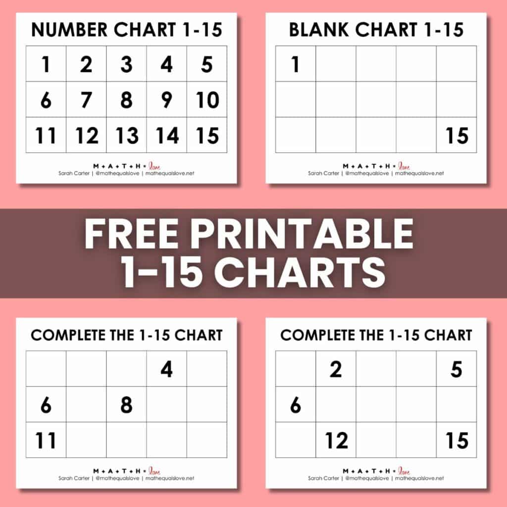 1-15 Number Charts. 