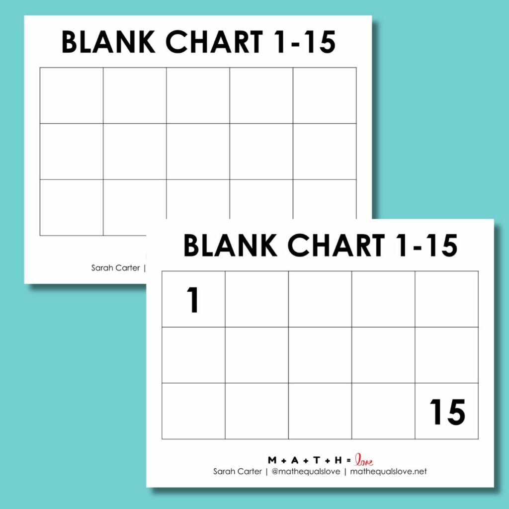 Blank 1-15 Number Charts. 