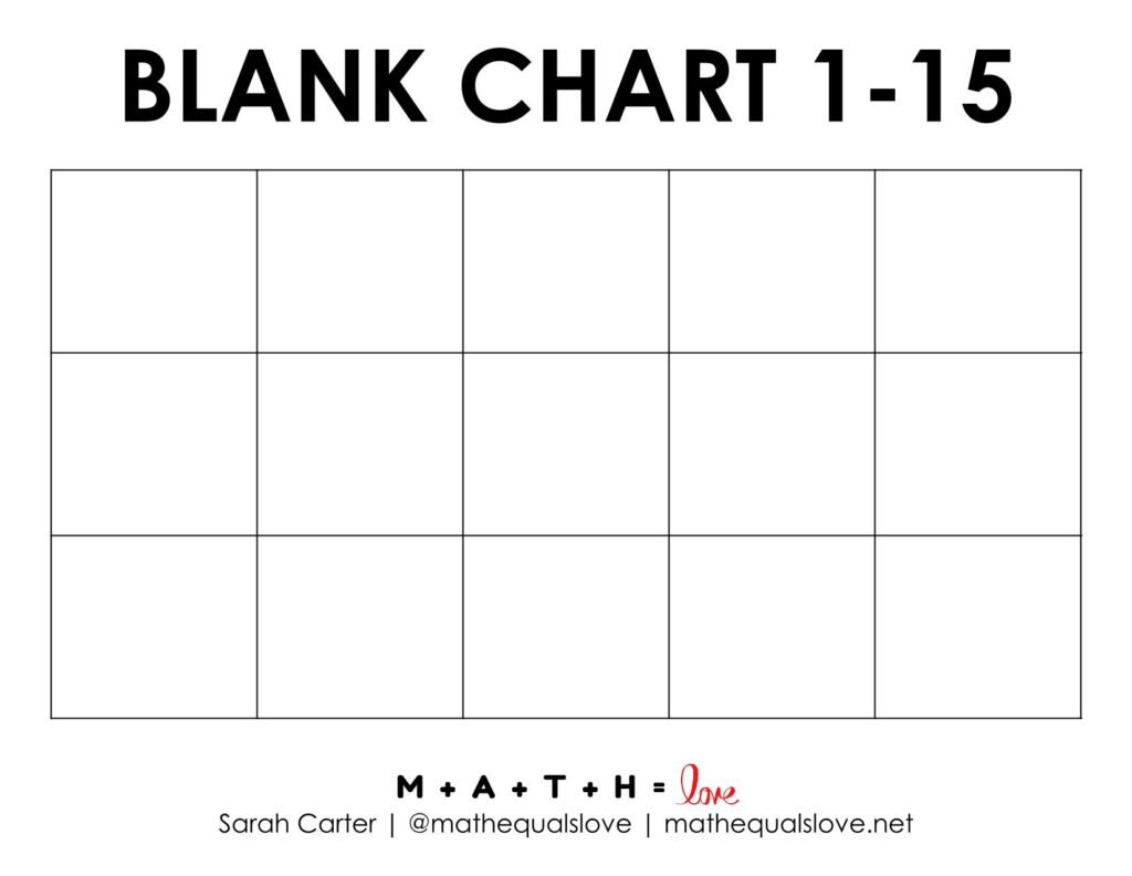 fully blank 1-15 number chart pdf. 