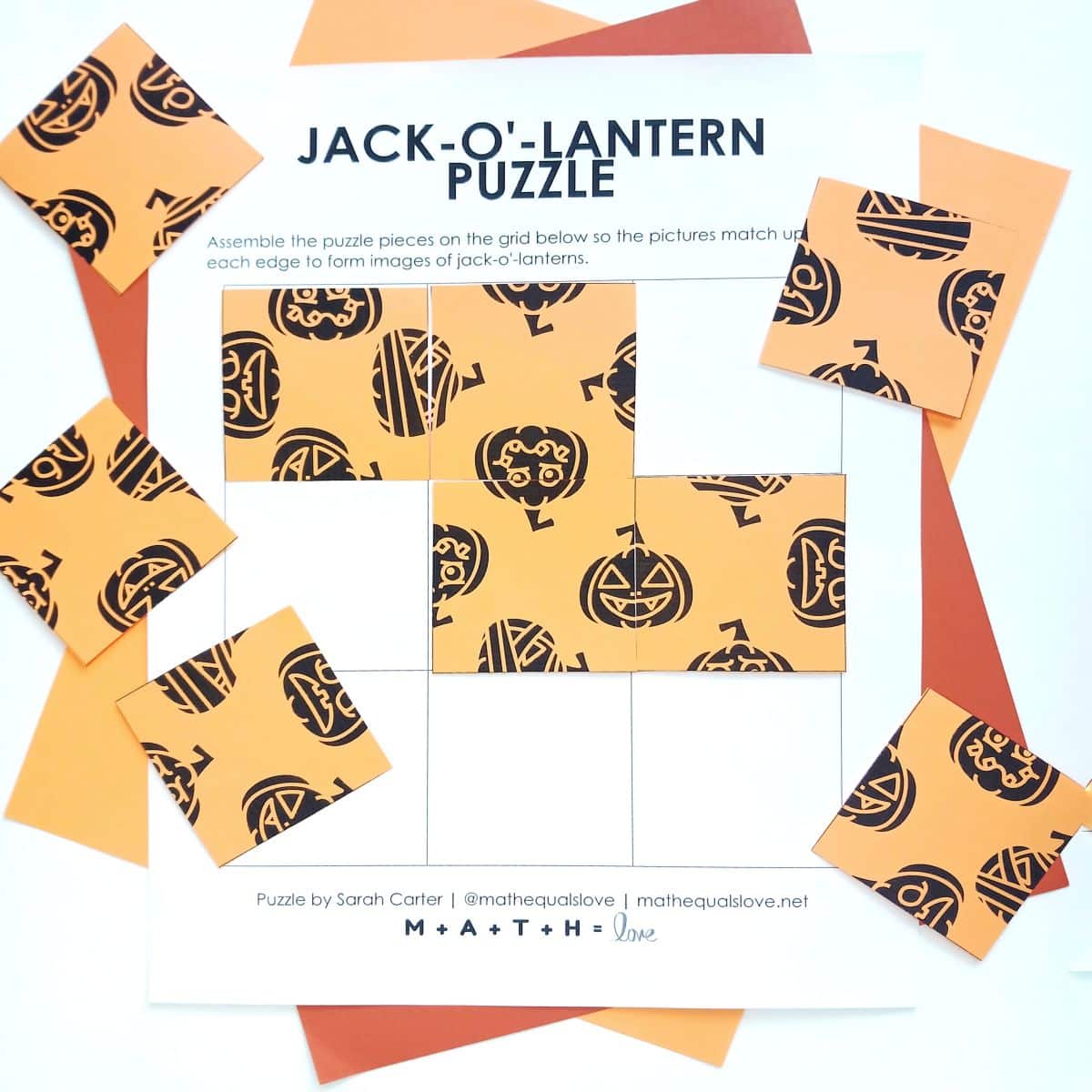 jack-o-lantern square halloween logic puzzle.