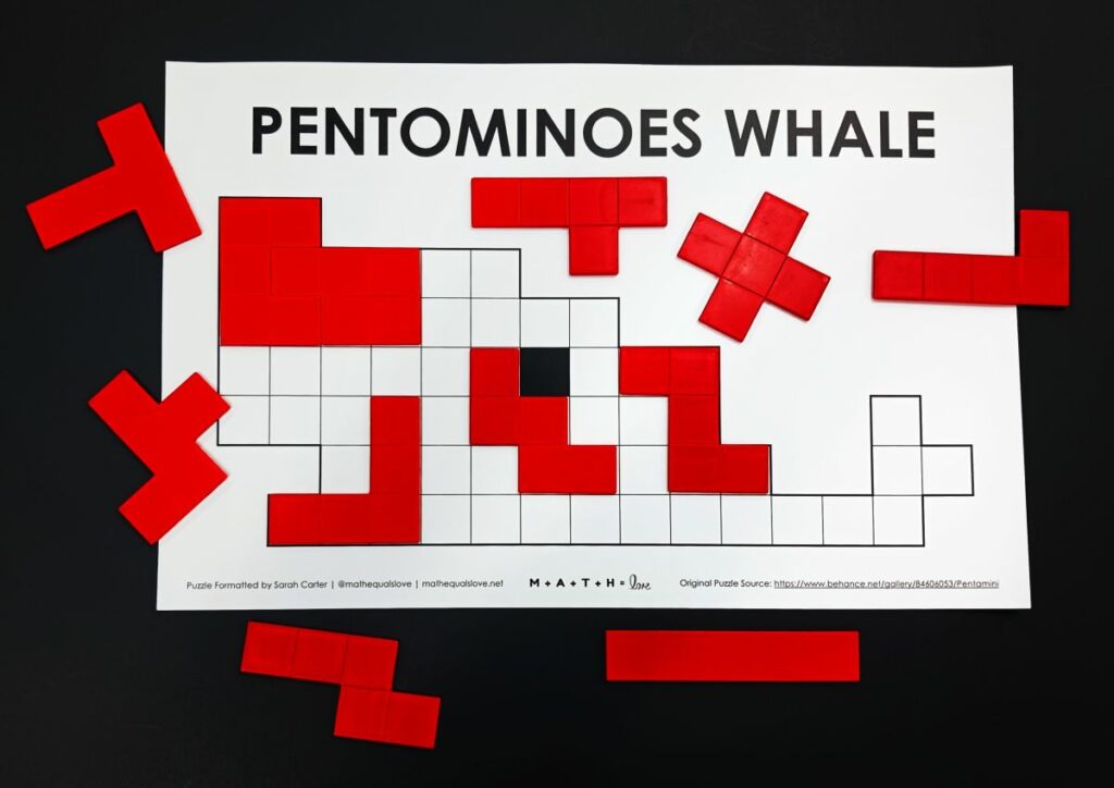 whale pentominoes puzzle - partially solved. 