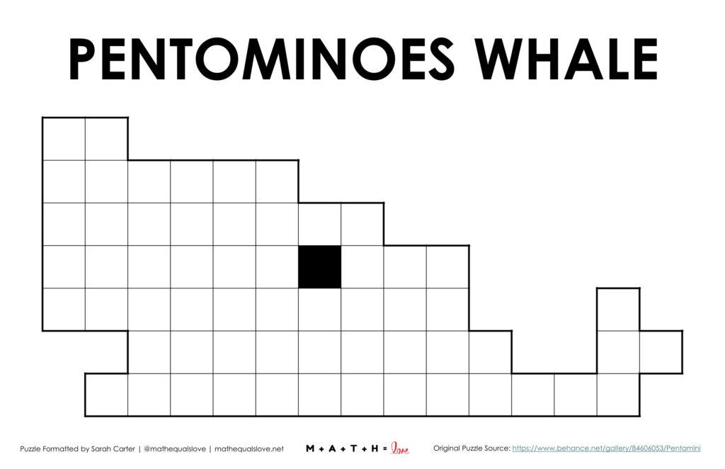 pentominoes whale puzzle screenshot. 