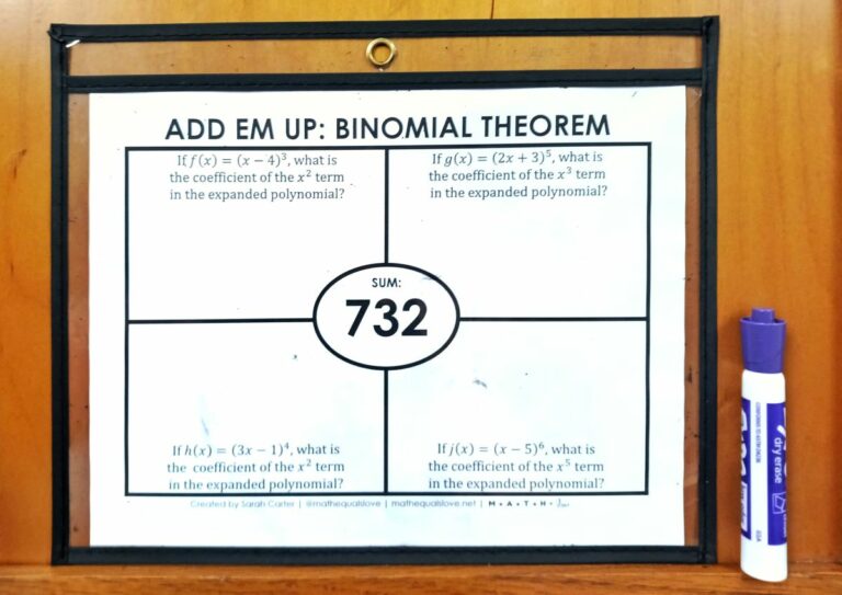 Add Em Up Binomial Theorem Activity | Math = Love