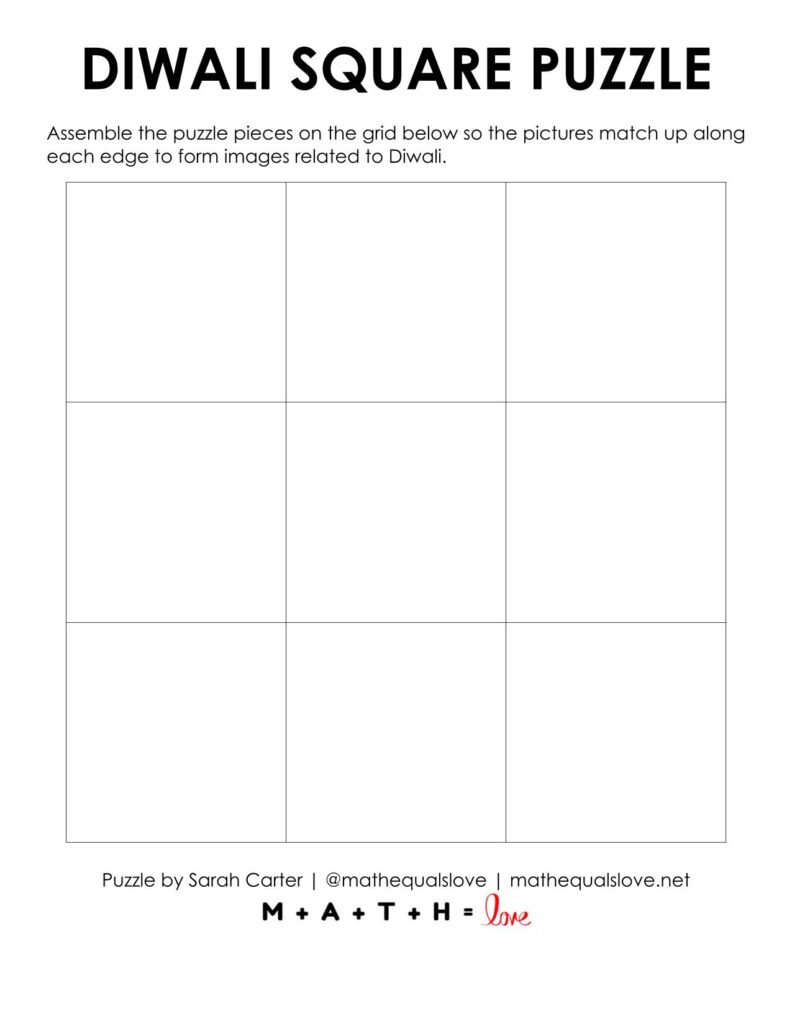 blank grid for solving diwali puzzle. 