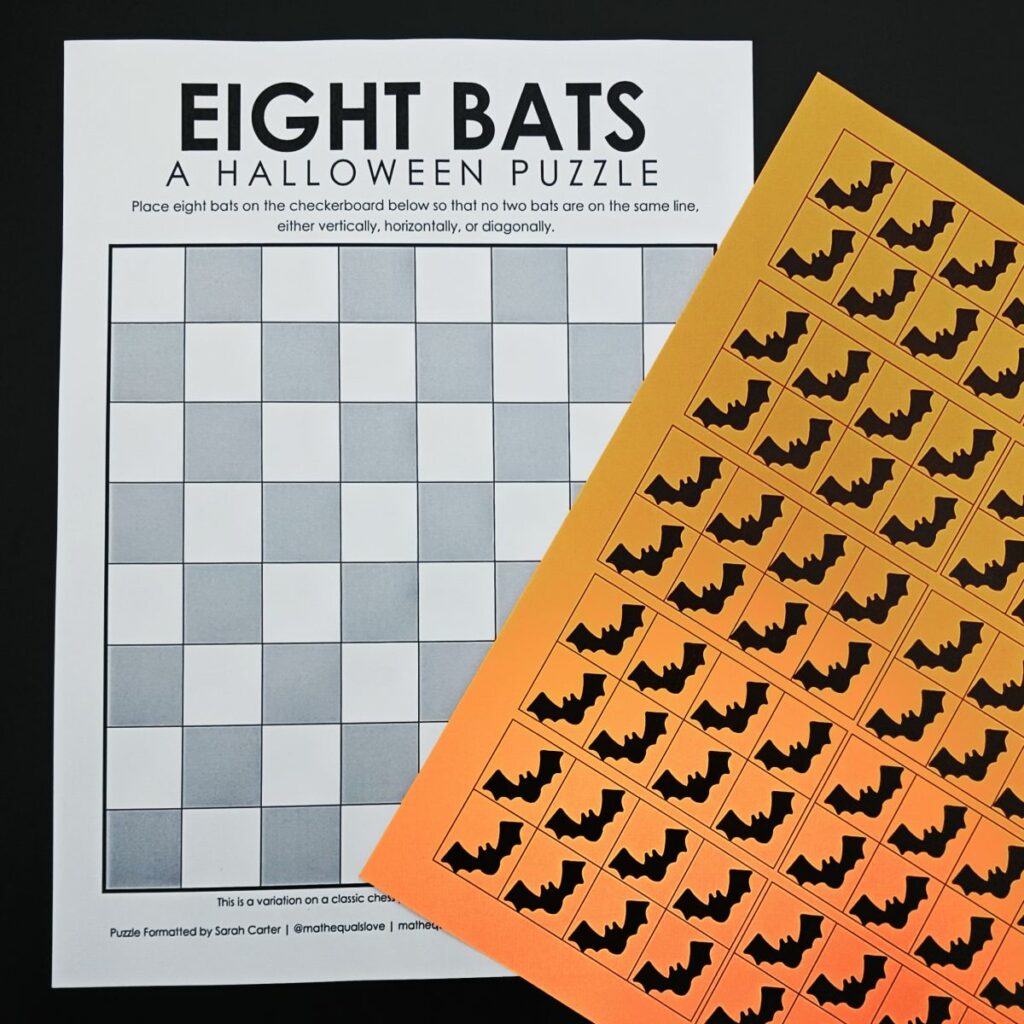 eight bats halloween puzzle supplies. 