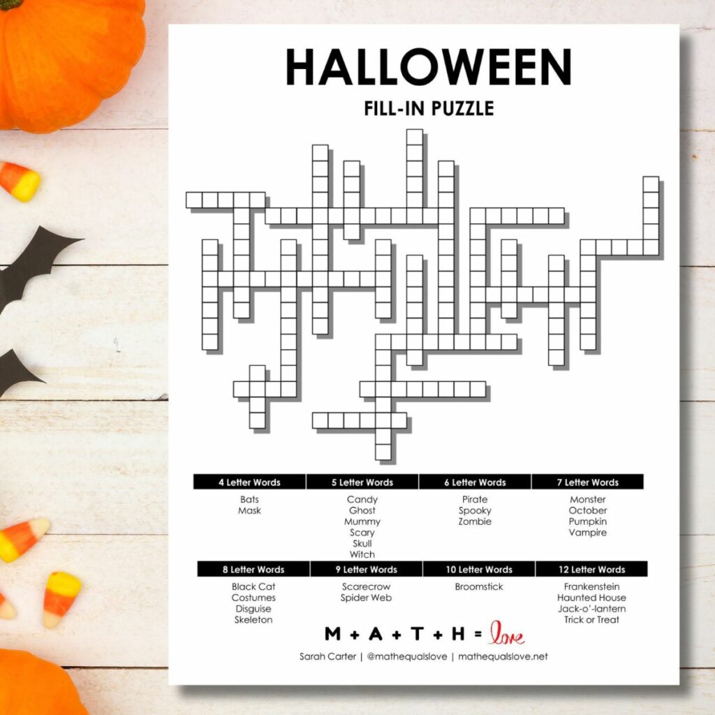 Halloween fill-in puzzle. 