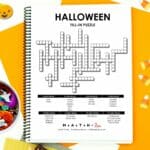 Halloween Fill-In Word Puzzle in Notebook.