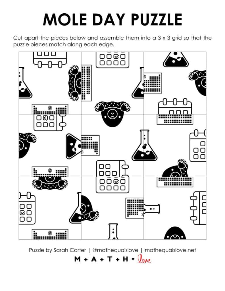 screenshot of mole day logic puzzle. 