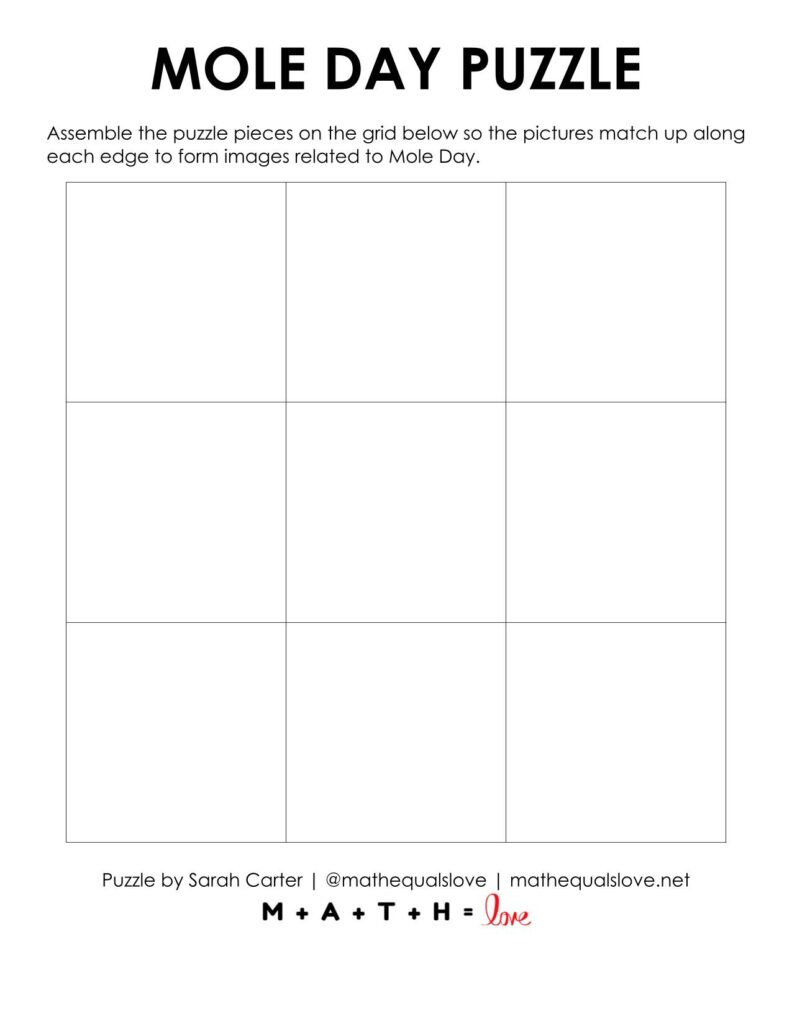 blank grid to solve mole day square logic puzzle on. 