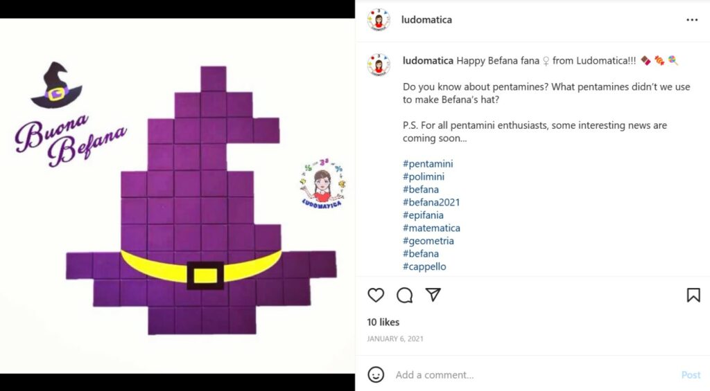 pentominoes witch hat puzzle from ludomatica instagram page. 