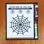 spider web tic tac toe game for halloween in dry erase pocket.