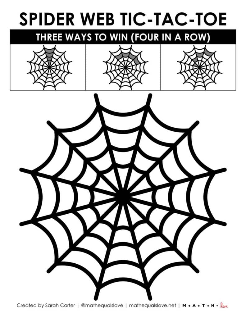 screenshot of large version of spider web tic tac toe to be placed in a dry erase pocket.