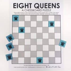 8 queens chess puzzle - free printable pdf version with movable pieces.