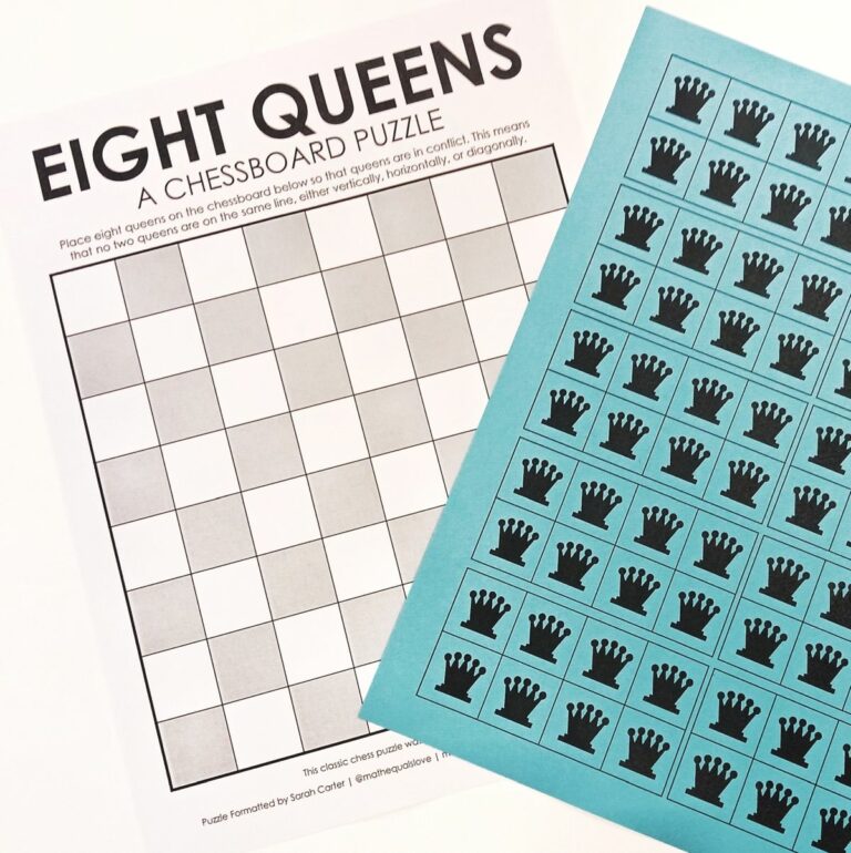 8 Queens Puzzle (Free Printable PDF for the Classroom)