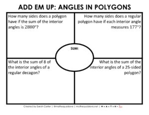 Add Em Up Angles in Polygons Activity | Math = Love