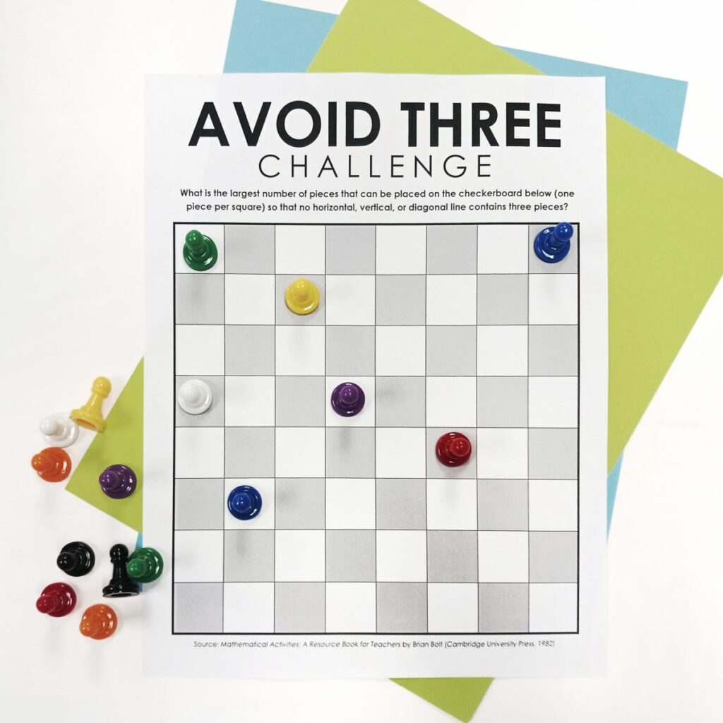 avoid three challenge puzzle with pawns on board. 