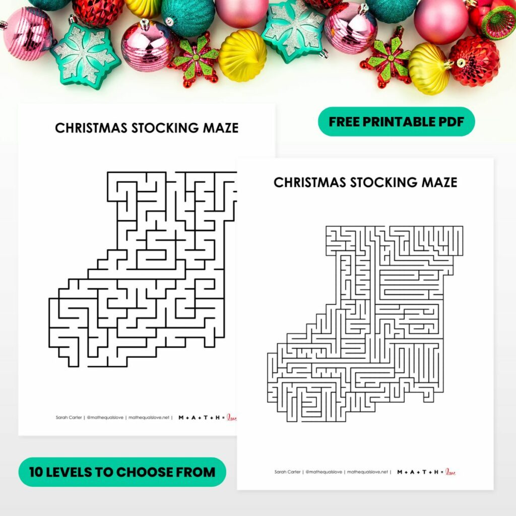 christmas stocking maze printing options. 