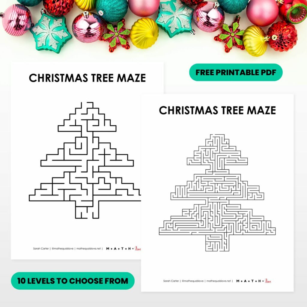 printing options for christmas tree maze. 