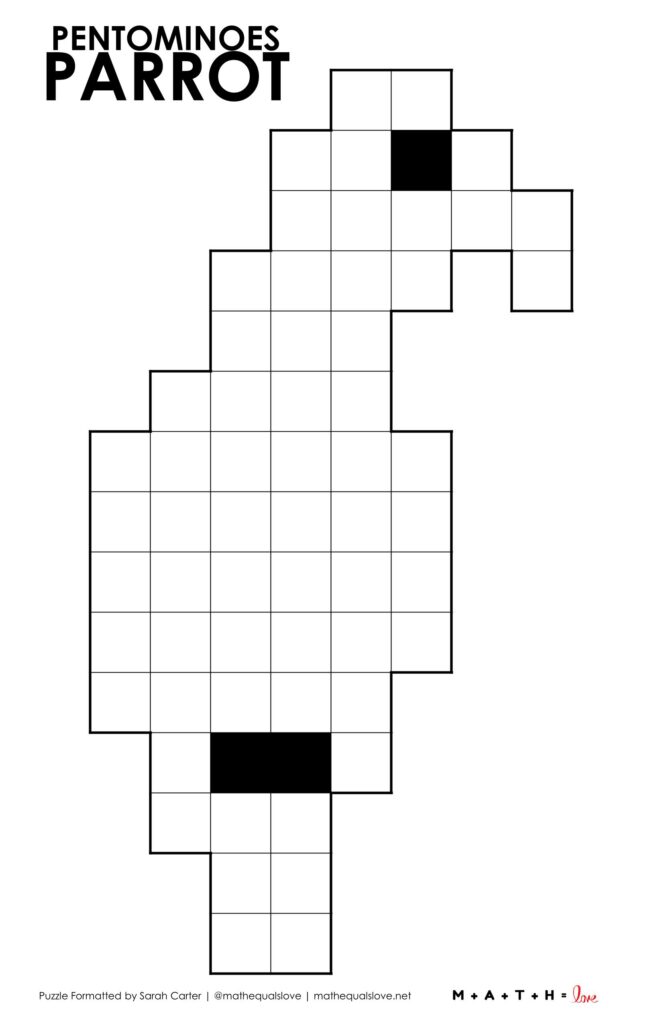 screenshot of pentominoes parrot puzzle. 