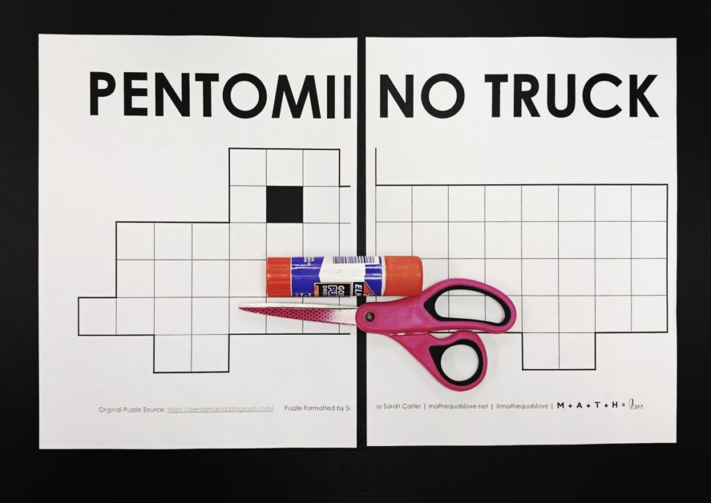 letter sized version of pentomino truck puzzle. 