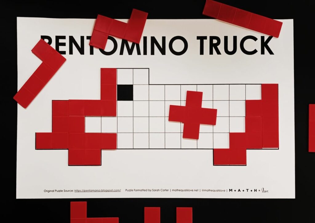 pentominoes truck puzzle - partially solved. 