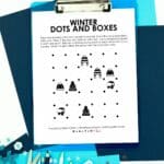 winter dots and boxes game - free printable pdf download.