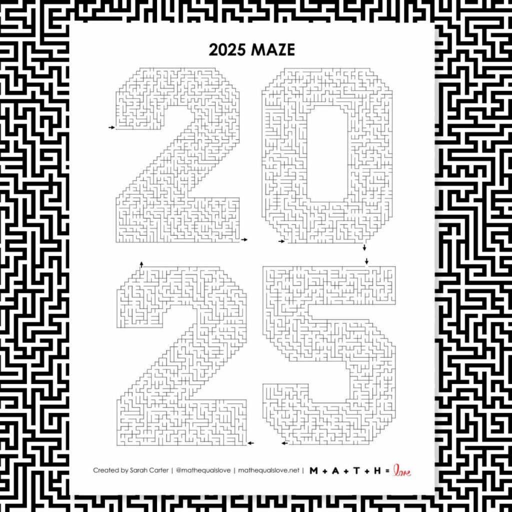 2025 New Years Maze Worksheet. 