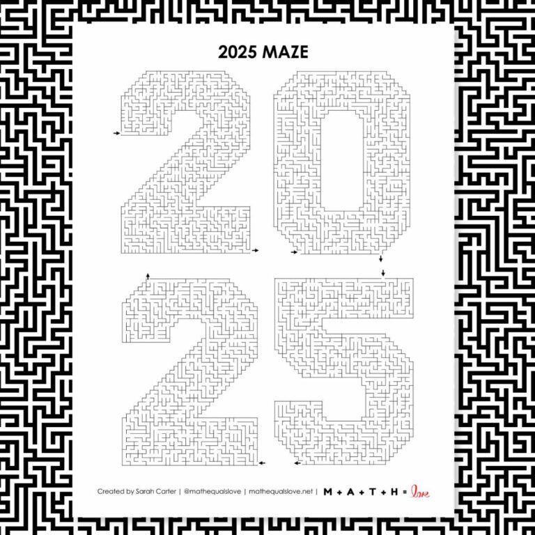 2025 New Years Maze Worksheet.