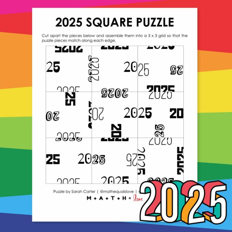 2025 square edge matching puzzle for new years.