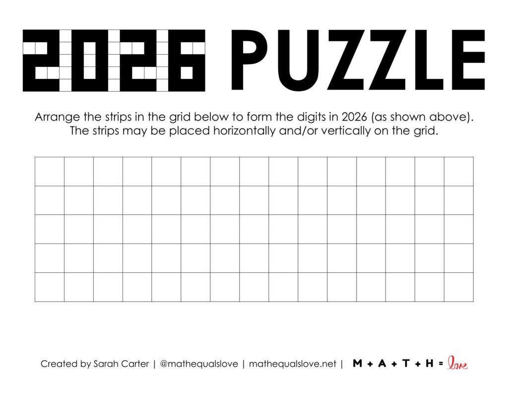 blank grid for 2026 digit grid puzzle for new years.