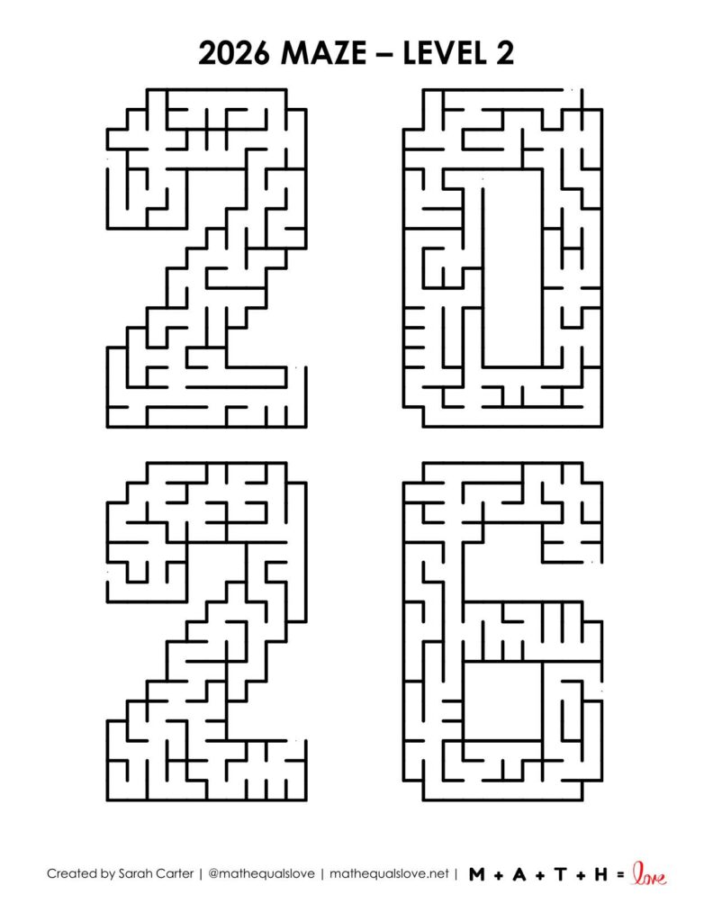 2026 maze worksheet pdf level 2