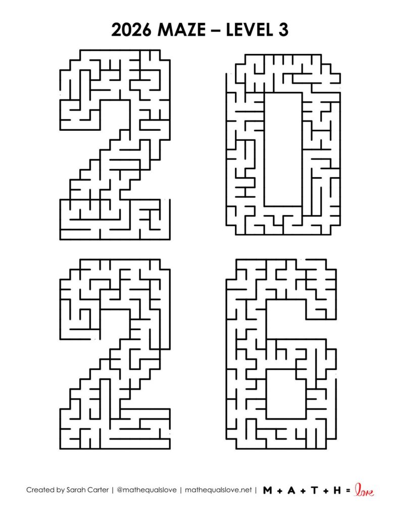 2026 maze worksheet pdf level 3