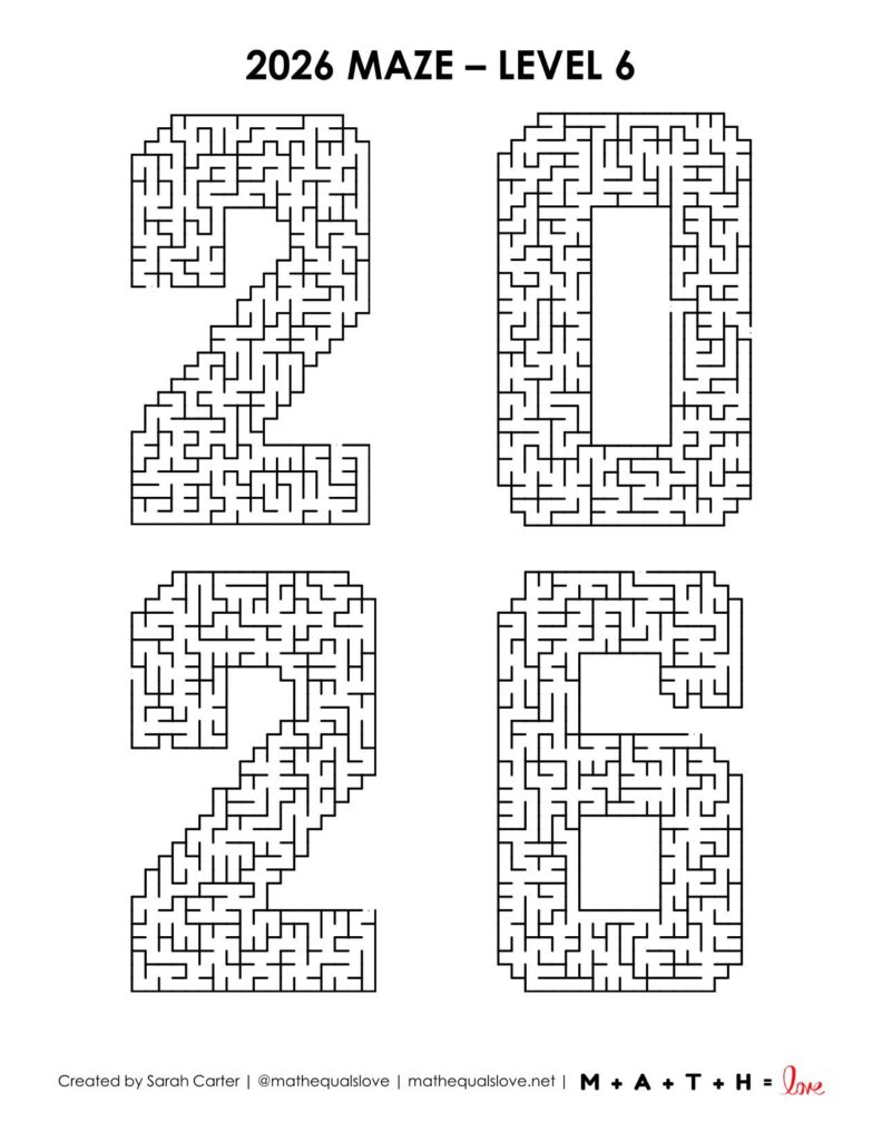 2026 maze worksheet pdf level 6