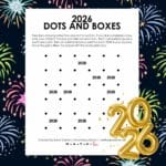 2026 dots and boxes game for new years.