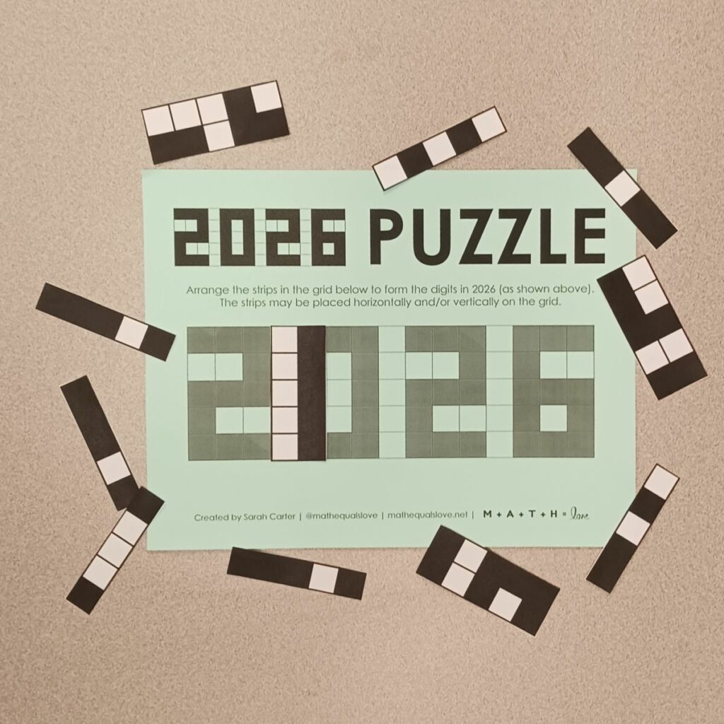 2026 yearly digit grid puzzle for new years.