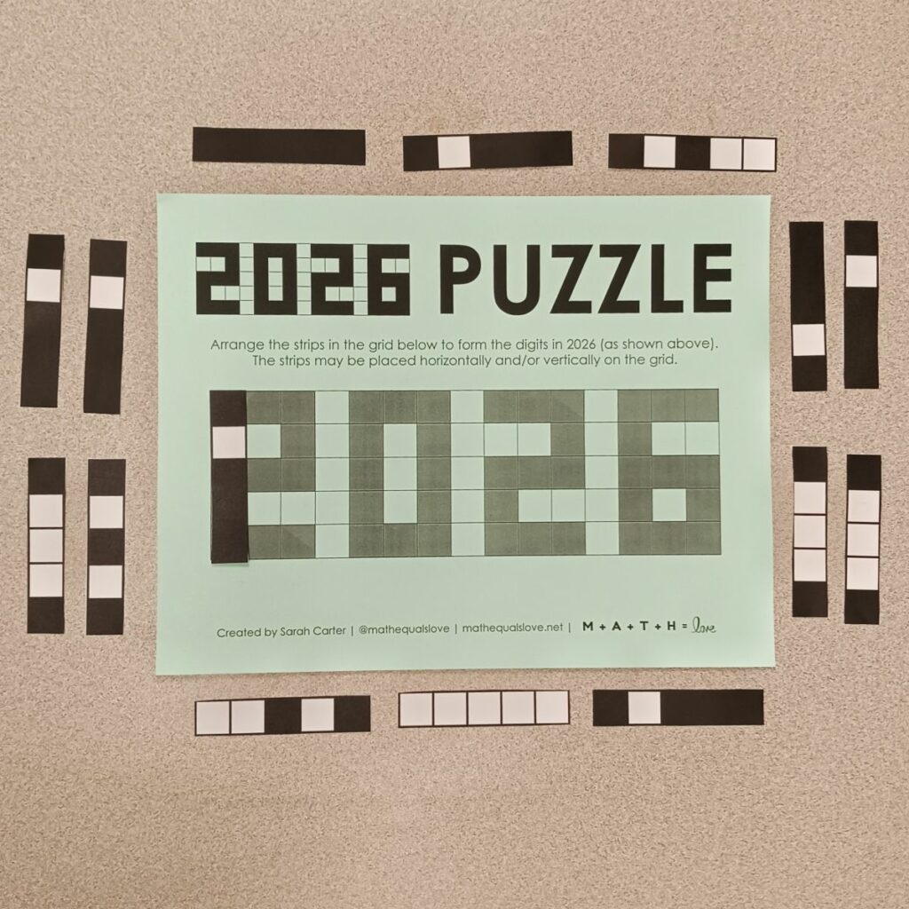 2026 yearly digit grid puzzle for new years.