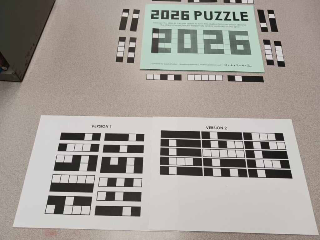 2 different versions of pieces for 2026 digit grid puzzle.