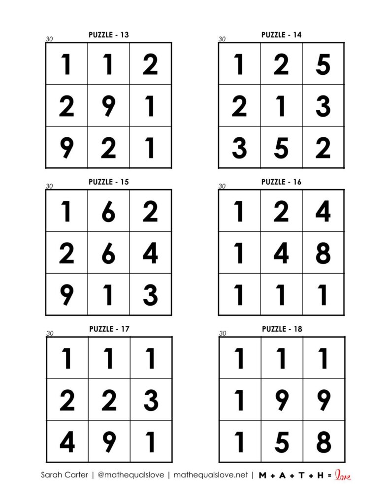 page 3 of 30 square puzzles. 