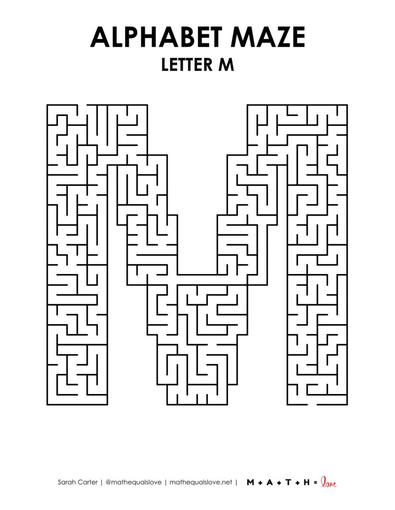 letter m maze - level 1. 