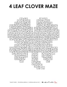 Four Leaf Clover St. Patrick's Day Maze | Math = Love