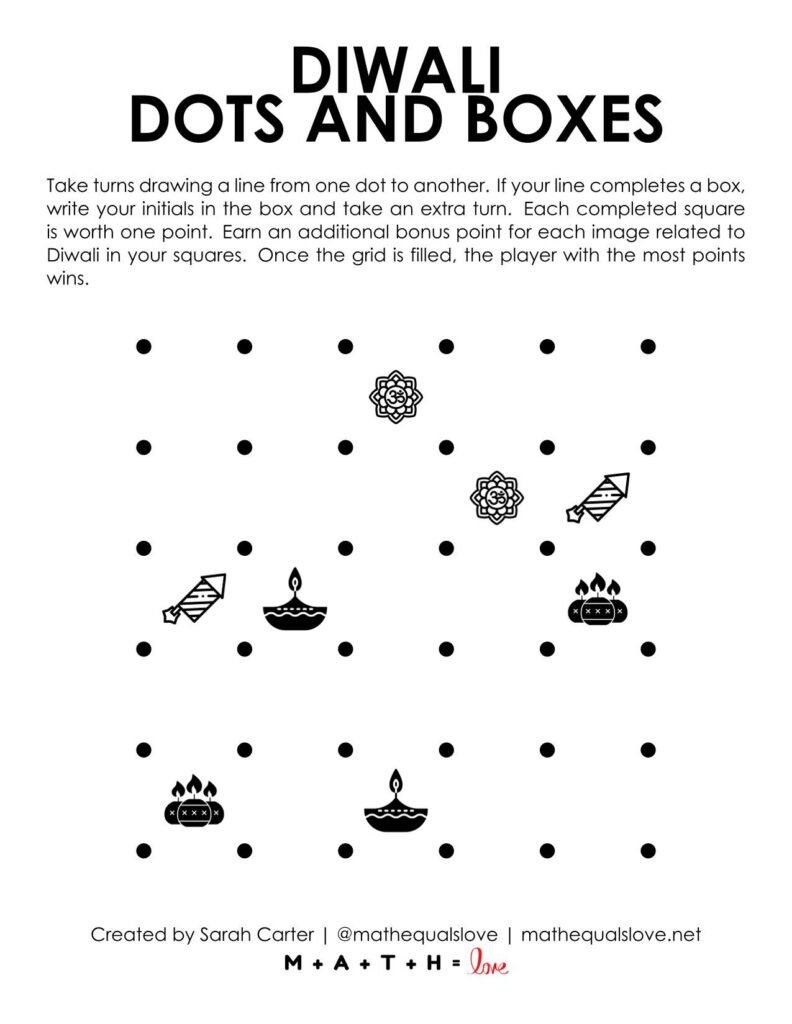 Diwali Dots and Boxes Game Screenshot. 