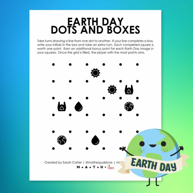 earth day dots and boxes game.