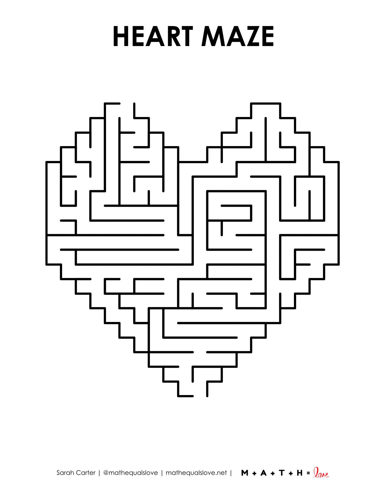 Heart Maze Printable for Valentine's Day | Math = Love