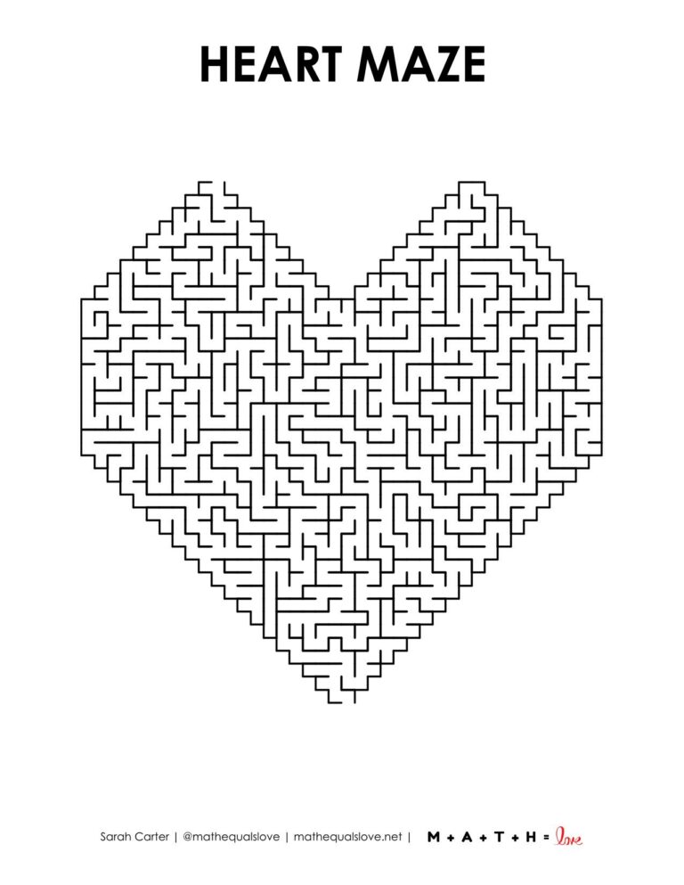 Heart Maze Printable for Valentine's Day | Math = Love