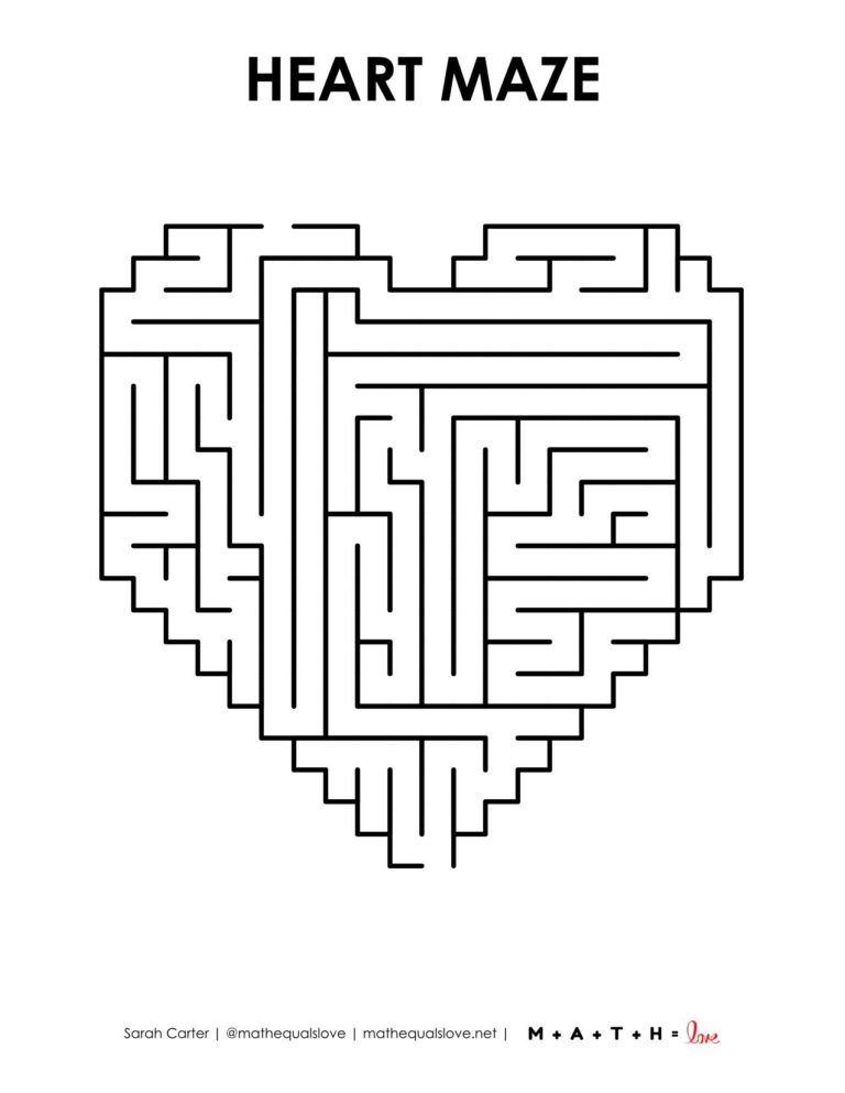 Heart Maze Printable for Valentine's Day | Math = Love
