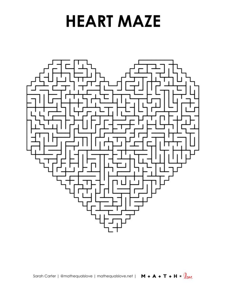 printable heart maze level 6. 