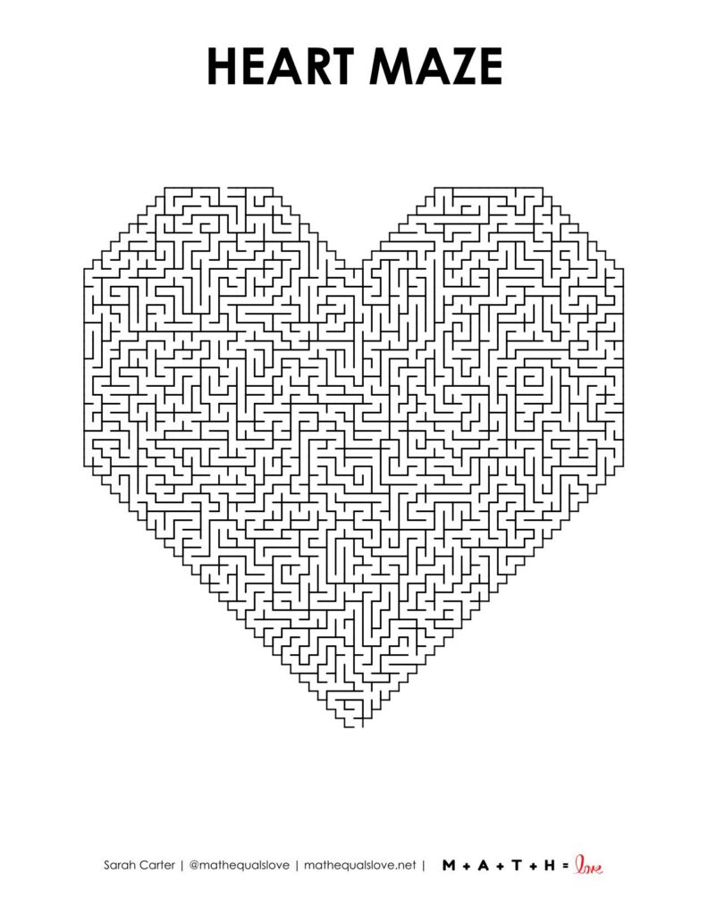 printable heart maze level 10. 